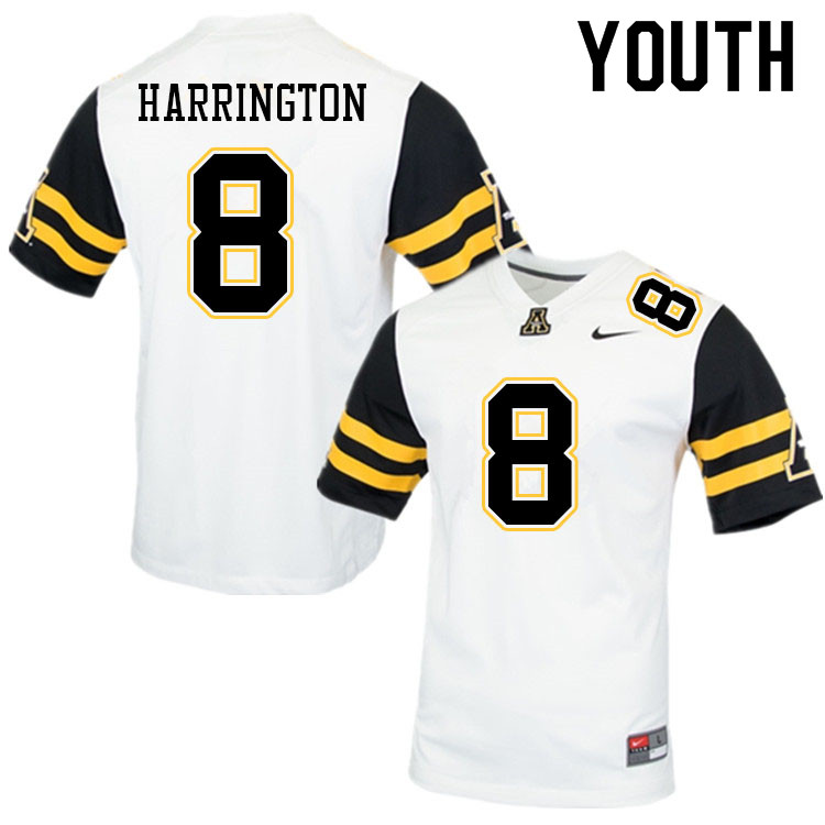 Youth #8 Brendan Harrington Appalachian State Mountaineers College Football Jerseys Sale-White